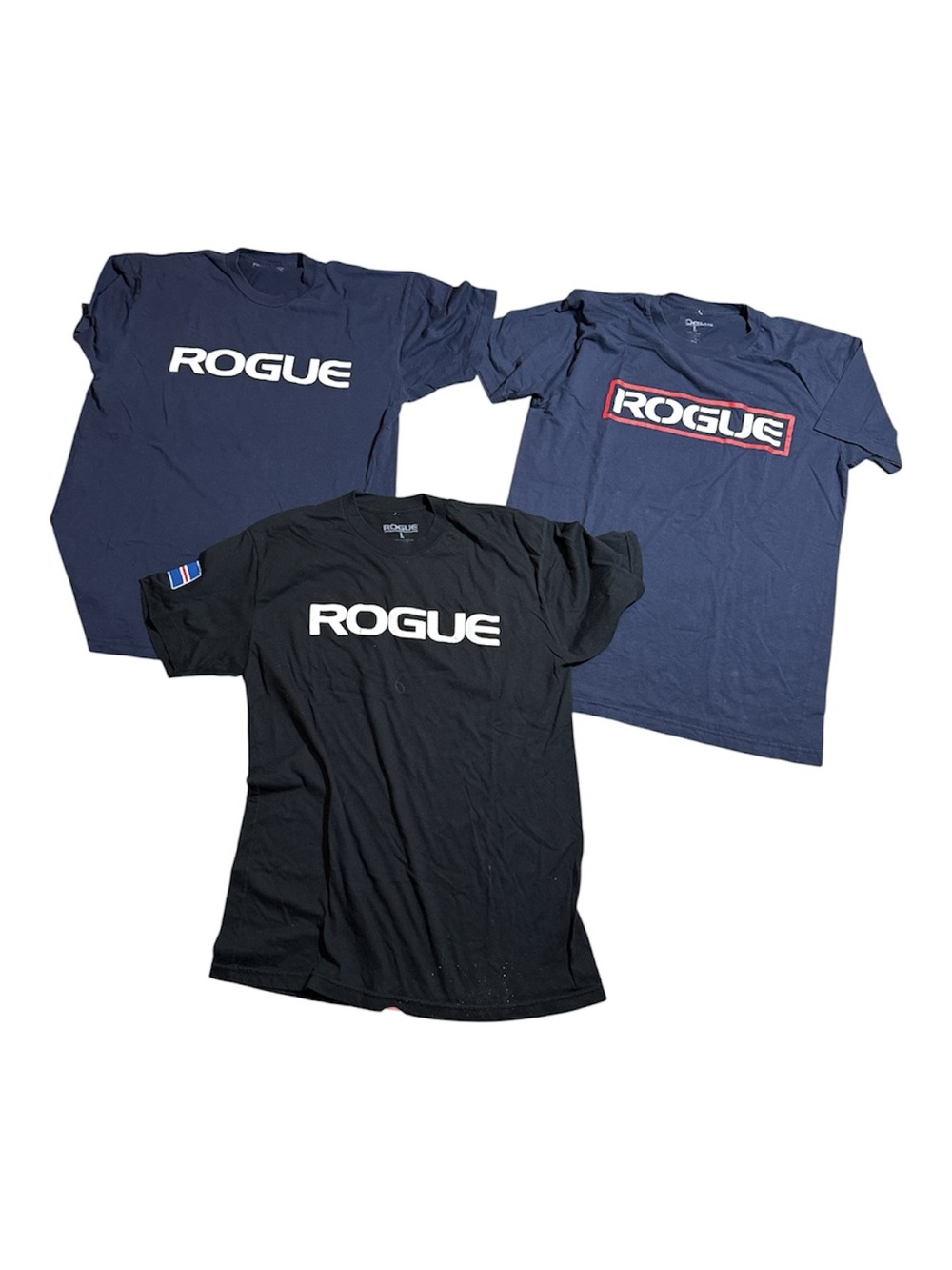 Rogue Fitness LOT OF 3 Men's T-shirts Size Large Black Blue